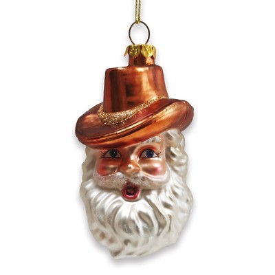 Western Cowboy Santa Vintage Frontier Glass Christmas Ornament| OrnamentallyYou