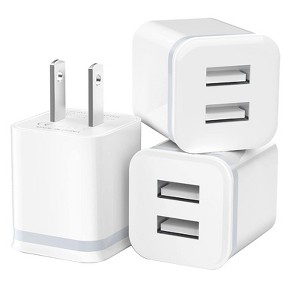 Itopfox 3-Pack Dual USB Wall Charger, 2.1A 5V Fast Charging Cube Adapter Plug for iPhone, Samsung Galaxy, LG, Moto, Android Phones - 1 of 4