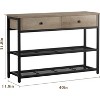 Console Table with 2 Drawers, Sofa Table with 2 Tiers Metal Mesh Open Storage Shelf - 2 of 4