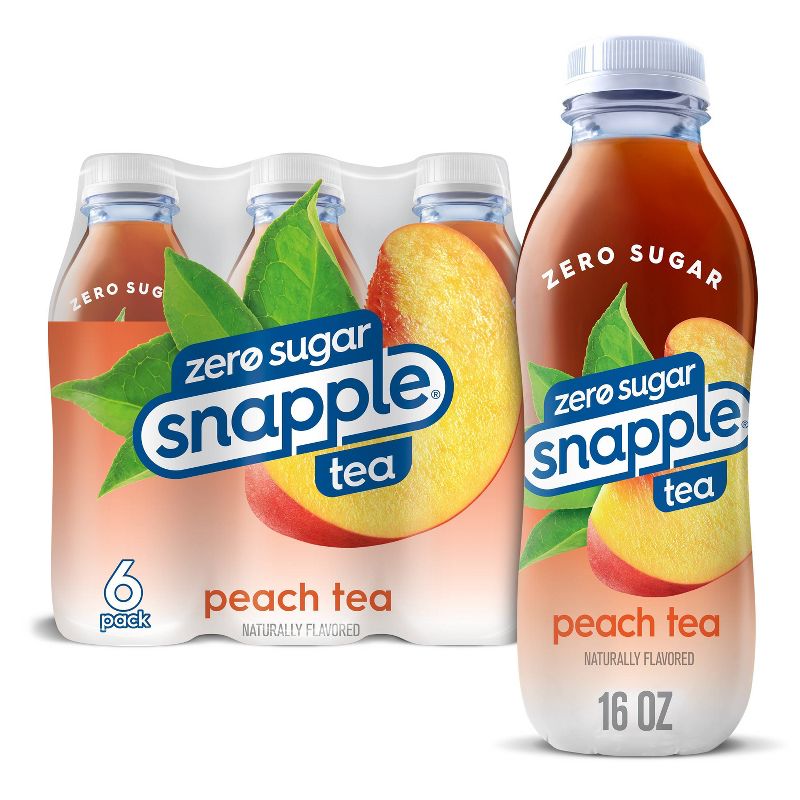 Snapple Zero Sugar Peach Tea - 6pk/16 fl oz Bottles, 1 of 8
