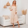 Women's Square Neck Smocked Floral Sundress Ruffled Hem Summer Dress Casual Mini Dress with Puff Sleeves - 2 of 4
