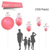 PartyWoo Balloons Coral Pastel Red Watermelon Pink 36 18 12 10 5 Inch 100 pcs - 2 of 4