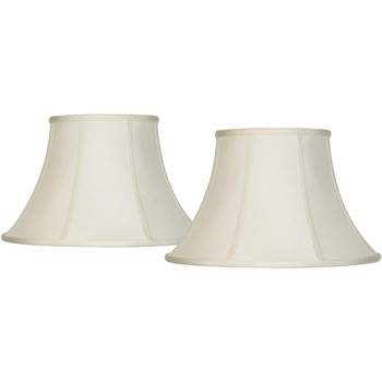 Imperial Shade Set of 2 Bell Lamp Shades Cream Large 9" Top x 17" Bottom x 11" Slant x 10.5" High Spider with Replacement Harp and Finial Fitting