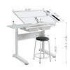 NicBex Home Office Desks Standing Desk Adjustable Height Drafting Glass Desk with Adjustable Desktop, Storage Drawers and 1 Chair for Study, White - 2 of 4