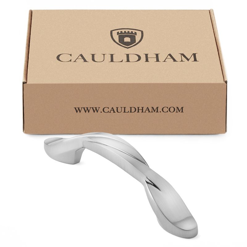 Cauldham Solid Braided Kitchen Cabinet Pulls Handles (3" Hole Centers) - Drawer/Door Hardware - Style M260 - Satin Nickel, 4 of 6