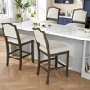 Counter Height Bar Stools Set of 2, Rubber Wood Frame Dining Chair Ergonomic Backrest - ModernLuxe - 2 of 4