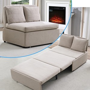 Mjkone Full/Queen Size Sofa Bed, 2 in 1 Convertible Linen Loveseat Sleeper Sofa Couch with Cushions - 1 of 4