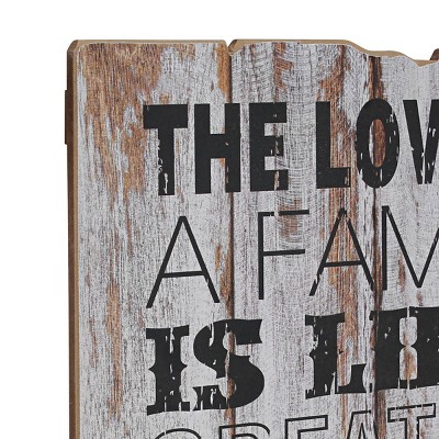 Rustic White Wooden Family Quote Wall Art with Metal Hooks