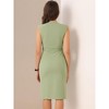 INSPIRE CHIC Women's Sleeveless V Neck Business Office Belt Pencil Dresses - 3 of 4