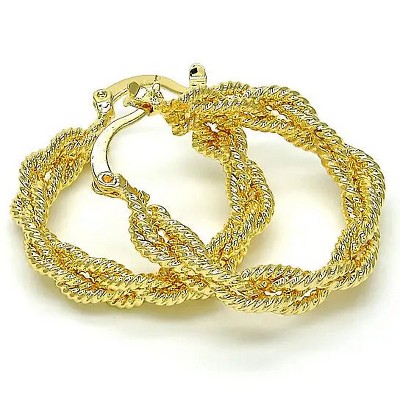 RMZ GOLD NYC 18K GOLD MEDIUM HOOP, TWIST DESIGN, POLISHED FINISH, GOLDEN
