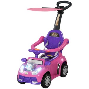 Vynxaria 3 in 1 Car for Kids 1-3 Years, Foot to Floor Baby Push Car with Removable Handle for Boys and Girls, Pink - 1 of 4