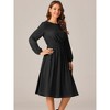 Seta T Women's Long Sleeve Crewneck Casual Dress High Waist Pleated A Line Flowy Dress - 2 of 4