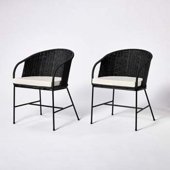 2pc Westcliff Seagrass Dining Chairs Black - Threshold™ designed with Studio McGee