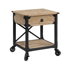 Steel River Side Table Distressed Brown - Sauder: Milled Mesquite Finish, Mobile Storage, Living Room - 1 of 4