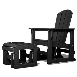 Hyleory HDPE Adirondack Rocking Chair with Ottoman Set - All-Weather Outdoor Patio Furniture, Durable Woodgrain Finish, Comfort-Contoured Seat - 1 of 4
