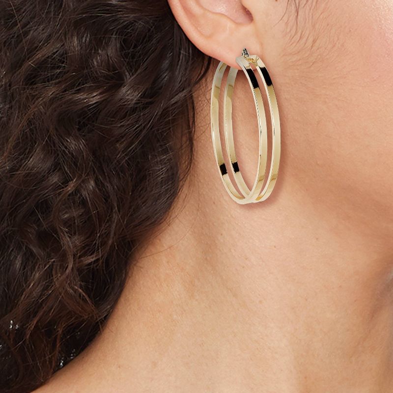Open Flat Hoop Earrings - A New Day&#8482; Gold, 3 of 5