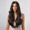 Jessie's Wig 26 Inch Long Wavy Bangs With Wig Middle Part Non Lace Synthetic Hair Brown Highlight 1 Pc/Pack - 3 of 4
