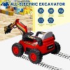 12V Kids Ride-On Excavator, Electric 4WD Power Wheel with Remote Control, Battery-Powered Sand Digger Toy with Spring Suspension,  Music - 3 of 4