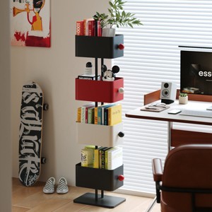 MOEPISY Box Bookshelf (Black And Red)Bedside Shelf Living Room Side Table Placement Shelf Home Corner Placement Shelf - 1 of 4