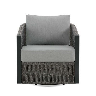 JTH Outdoor Oahu 29" Barrel Swivel Patio Lounge Chair, Moon Gray All-Weather Olefin