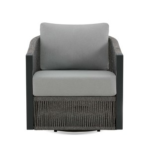 JTH Outdoor Oahu 29" Barrel Swivel Patio Lounge Chair, Moon Gray All-Weather Olefin - 1 of 4