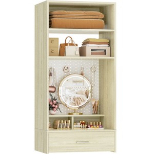 Besiost 25-In Closet Organizer with Vanity Desk, Wall-mounted Makeup Table with Pegboard - 1 of 4