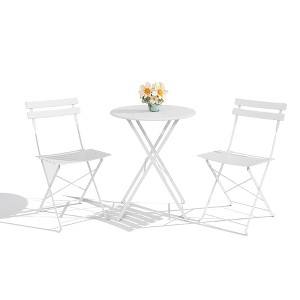 Garvee 3-Piece Folding Bistro Set, Foldable Patio Furniture Set with Premium Frame, Outdoor Bistro Table Chairs Set of 2 for Patio, Garden - 1 of 4