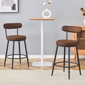 PAGED Modern Breathable Upholstered Bar Stools Set of 2, Counter Height Stools with Backs & Metal Legs for Pub, Dining Room, Living Room - 1 of 4