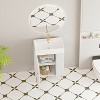 Bencmate Bathroom Storage Cabinets, Open-shelving Bathroom Vanity with Ceramic Sink and Soft-Closing Door, Cloakroom Open Shelf Storage Cabinet on the - 3 of 4