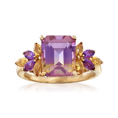 Ross-Simons 2.50 Carat Ametrine Floral Ring With Citrines and Amethysts in 14kt Yellow Gold