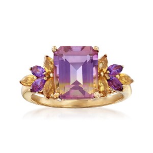 Ross-Simons 2.50 Carat Ametrine Floral Ring With Citrines and Amethysts in 14kt Yellow Gold - 1 of 4