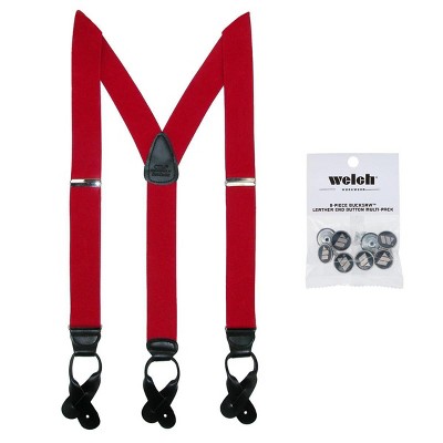 CTM Men's Elastic Button End Dress Suspender with Bachelor Buttons