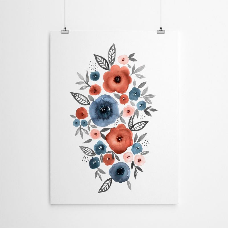 Americanflat Botanical Minimalist Floral Watercolor Navy Rust By Lisa Nohren Poster, 4 of 6
