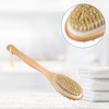 Unique Bargains Double Sided Bath Brush Wood Back Scrubber with Long Handle for Shower 14.6 Inches Brown 1 Pcs - 3 of 4