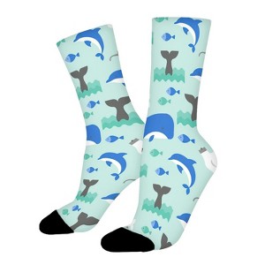 Shark Whale Dolphin Women Printed Crew Socks Funny Funky Socks Soft Polyester Novelty Gifts for Artists Men - 1 of 1