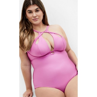 CITY CHIC | Women's Plus Size Cancun Underwire Shine 1 Piece - orchid - 16W