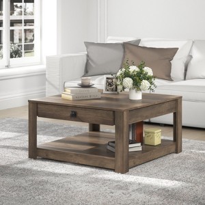 Galano Philia Coffee Table With Drawer - Knotty Oak - 1 of 4