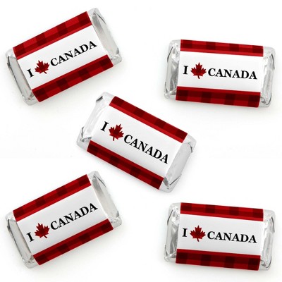 Big Dot of Happiness Canada Day - Mini Candy Bar Wrapper Stickers - Canadian Party Small Favors - 40 Count