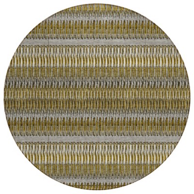 Coffee And Taupe Striped Washable Indoor Outdoor Area Rug