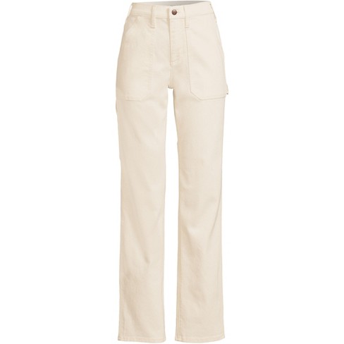 Lands' End Women's Recycled Denim High Rise Straight Leg Utility Jeans - 6  - Natural : Target