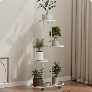 Plant Shelving Flower Pot Holder Wrought Iron Corner Multiple Planter Rack Organizer With Wheels Plant Shelves For Room Corner Balcony Garden Patio - 1 of 4
