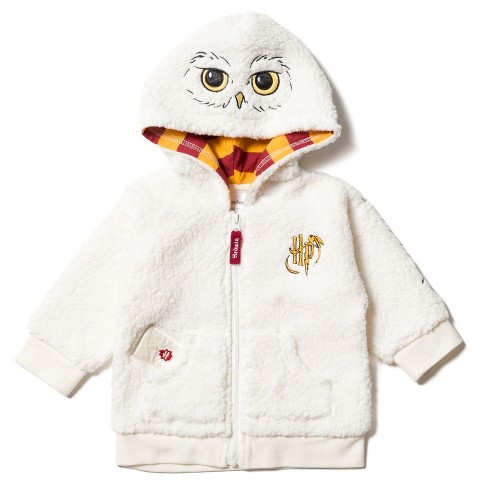 Harry Potter Hedwig Owl Fleece Zip Up Costume Hoodie Newborn To