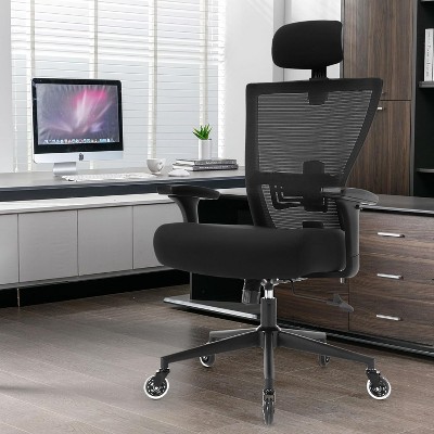 Vynxaria Tall Ergonomic Office Chair for Heavy People, with 3D Armrests, Quiet Wheels, Adjustable Lumbar Support & Headrest, Heavy-Duty Metal Base