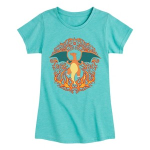 Girls' - Pokémon - Charizard Fire Ornamental Fitted Short Sleeve Graphic T-Shirt - 1 of 4