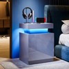 LED Nightstand with One Cabinet, Bedside Table with LED Lights, Modern End Side Table for Bedroom, Grey - 4 of 4