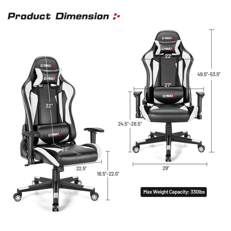Costway Gaming Chair Adjustable Swivel Racing Style Computer Office Chair, 3 of 13