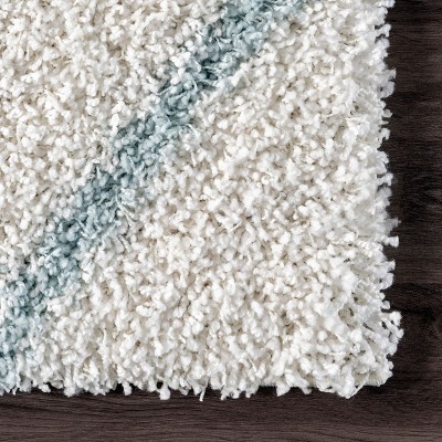 Blue Geometric Shag Oval 4' x 6' Area Rug