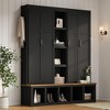 4-in-1 Hall Tree Entryway Bench Storage Bench Mudroom Coat Rack with Hooks, Storage Cabinet & Shelves, White/Black/Blue-ModernLuxe - 2 of 4