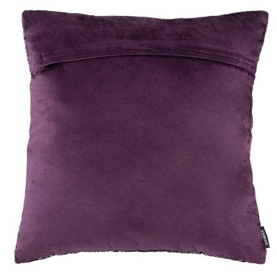 Purple and Silver Viscose Velvet Square Decorative Pillow