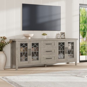 Garvee TV Stands for Living Room, Entertainment Center with Glass Door, Television Stands 2 Storage Door & 3 Drawer & Adjustable Shelves for Bedroom - 1 of 4